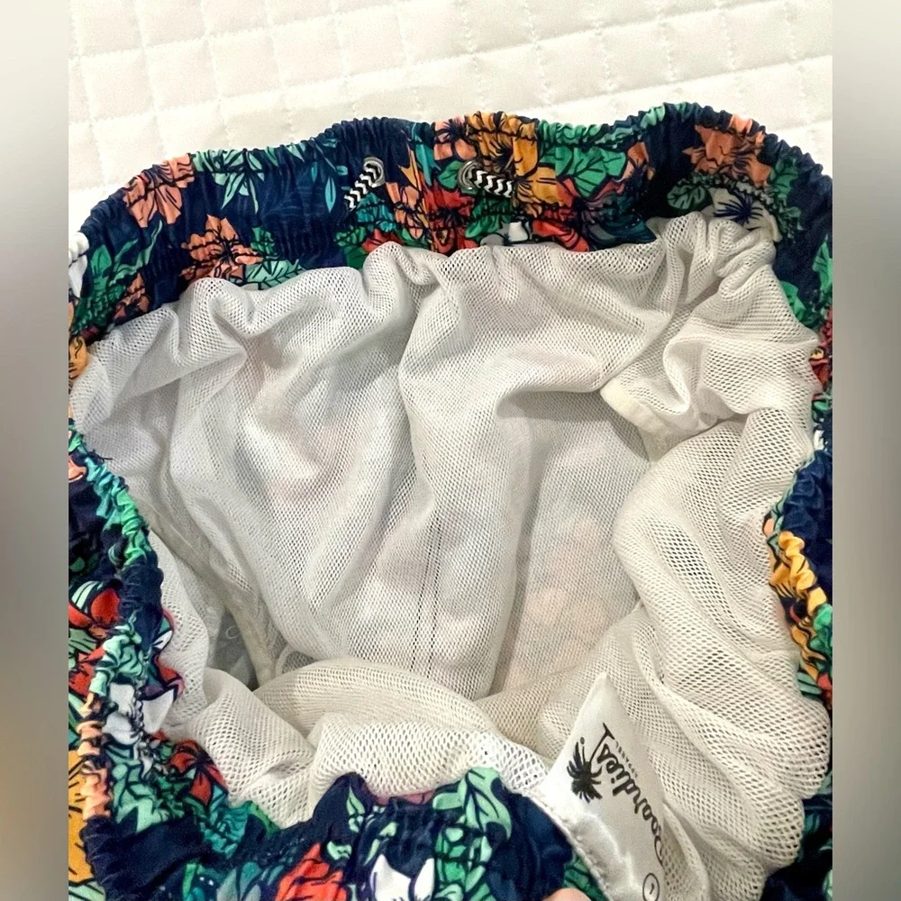 Boardies Apparel Tropical Print Men’s Mesh Lined Hawaiian Swim Trunks-Size Large